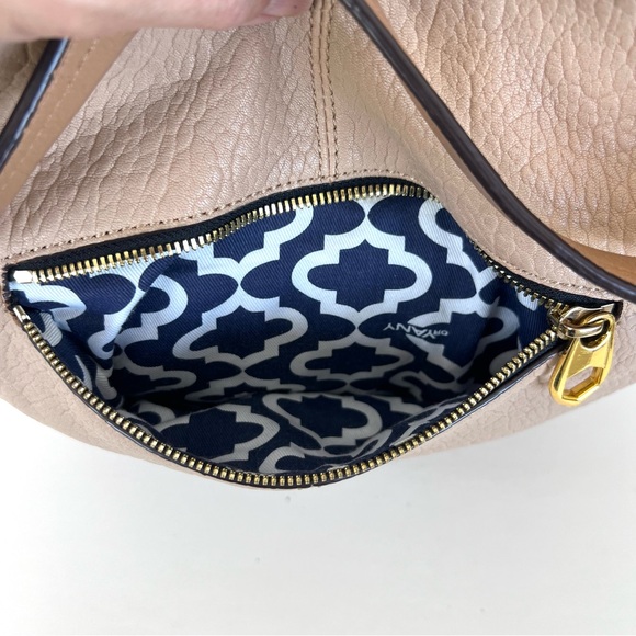 orYANY Tegan Beige Cream Pebbled Leather Front Zip Pockets Large Shoulder Tote - Picture 10 of 16